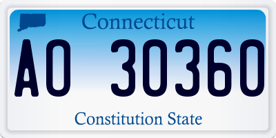 CT license plate AO30360