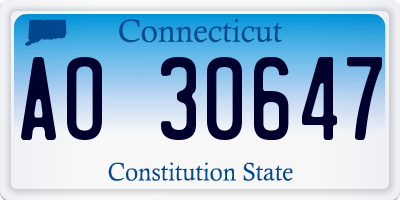 CT license plate AO30647