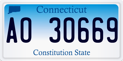 CT license plate AO30669