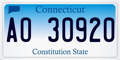 CT license plate AO30920