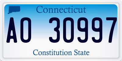 CT license plate AO30997