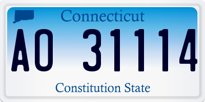 CT license plate AO31114