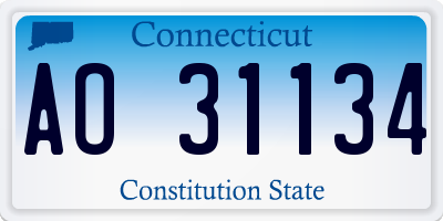 CT license plate AO31134