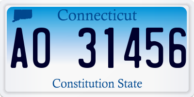 CT license plate AO31456