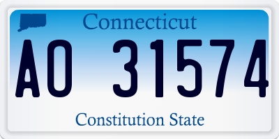 CT license plate AO31574