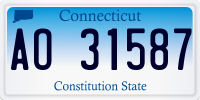 CT license plate AO31587