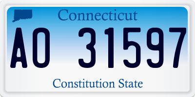 CT license plate AO31597