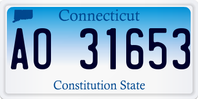 CT license plate AO31653