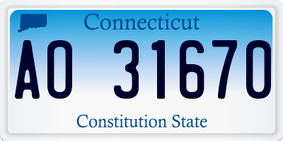 CT license plate AO31670
