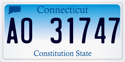 CT license plate AO31747