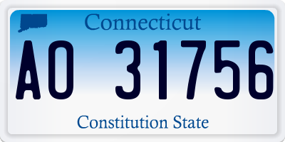 CT license plate AO31756