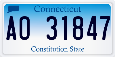 CT license plate AO31847