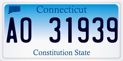 CT license plate AO31939