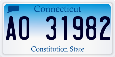 CT license plate AO31982