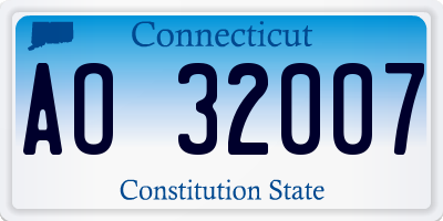 CT license plate AO32007