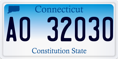 CT license plate AO32030