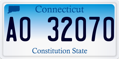 CT license plate AO32070