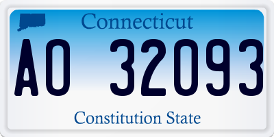 CT license plate AO32093