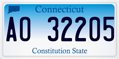 CT license plate AO32205
