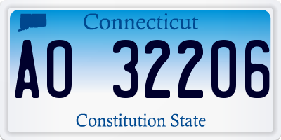 CT license plate AO32206