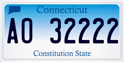 CT license plate AO32222