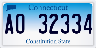 CT license plate AO32334