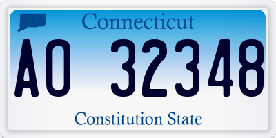 CT license plate AO32348