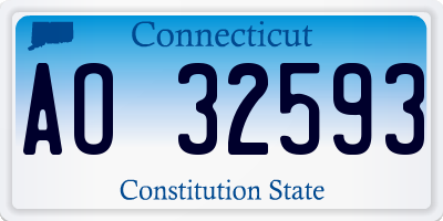 CT license plate AO32593
