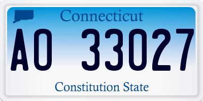CT license plate AO33027