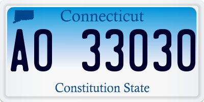 CT license plate AO33030
