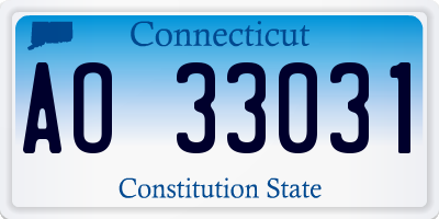 CT license plate AO33031