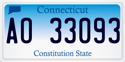 CT license plate AO33093
