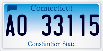 CT license plate AO33115