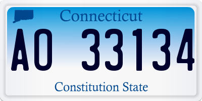 CT license plate AO33134
