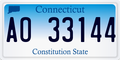 CT license plate AO33144