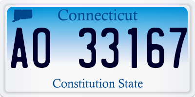 CT license plate AO33167