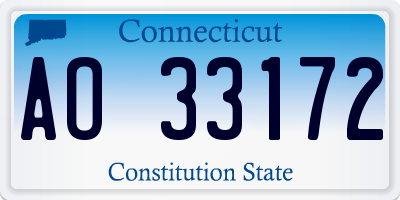 CT license plate AO33172