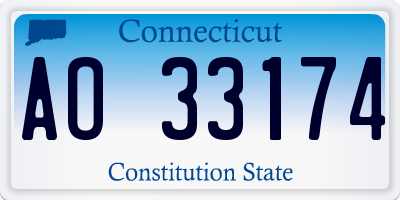 CT license plate AO33174