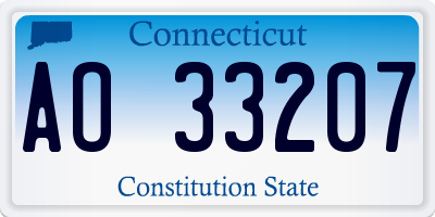 CT license plate AO33207