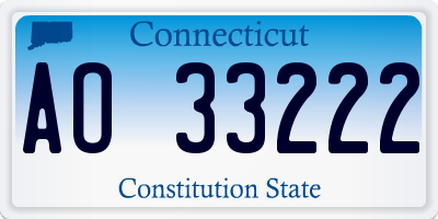 CT license plate AO33222