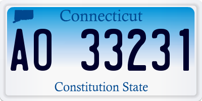 CT license plate AO33231