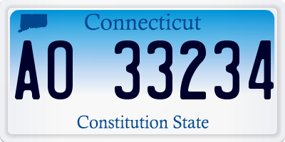 CT license plate AO33234