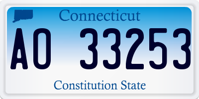 CT license plate AO33253