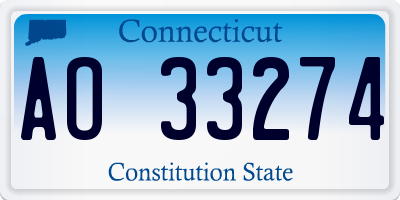 CT license plate AO33274