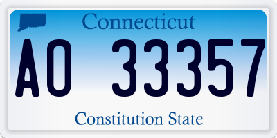 CT license plate AO33357