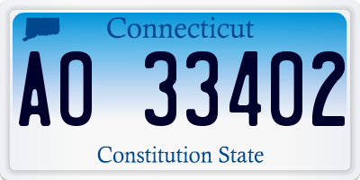 CT license plate AO33402