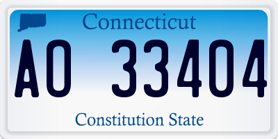 CT license plate AO33404