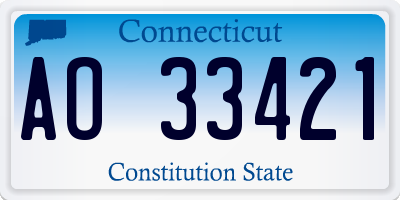 CT license plate AO33421