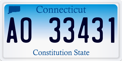 CT license plate AO33431