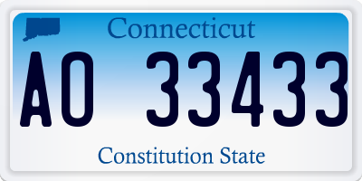 CT license plate AO33433